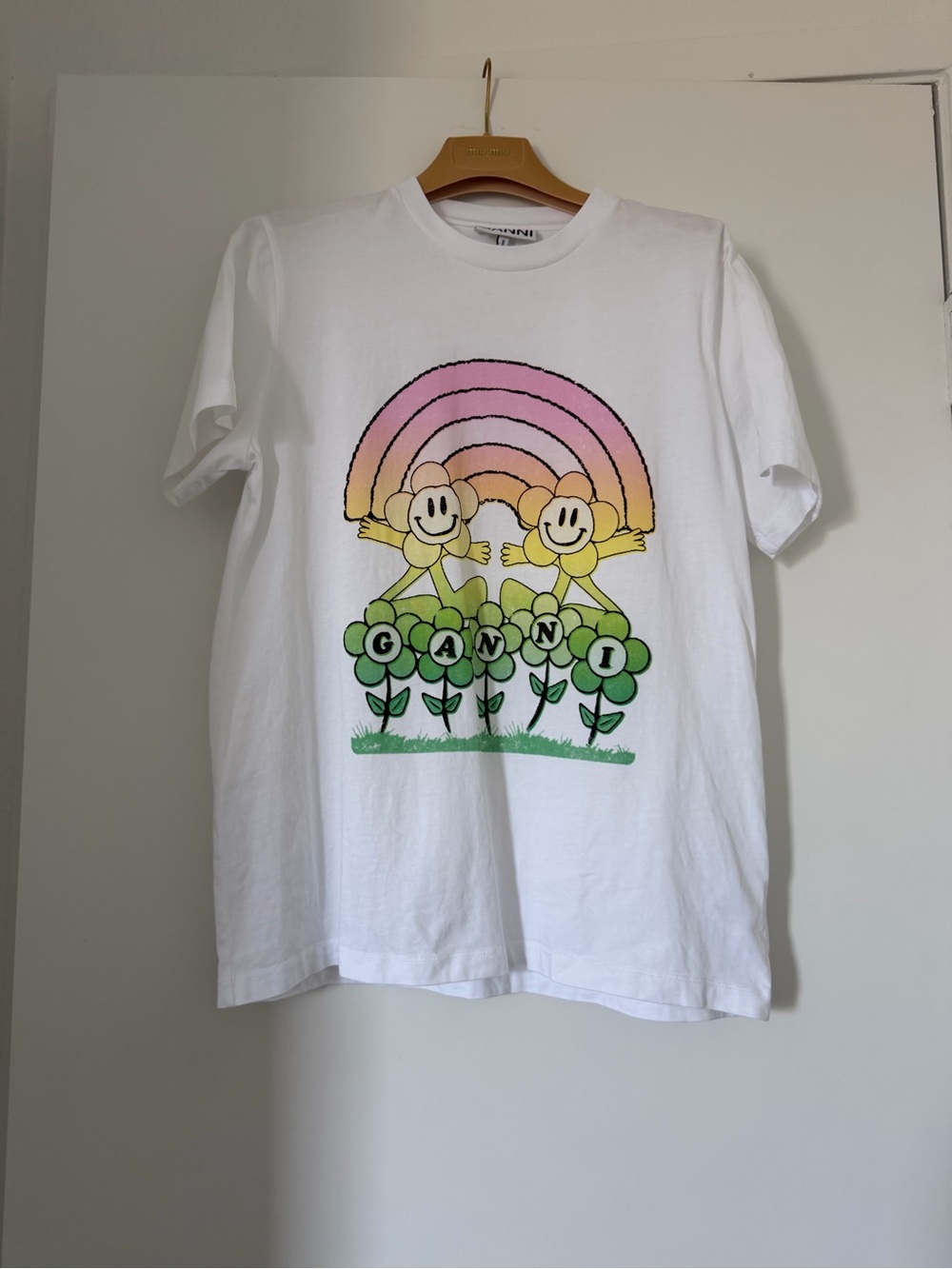 GANNI White Rainbow T-Shirt